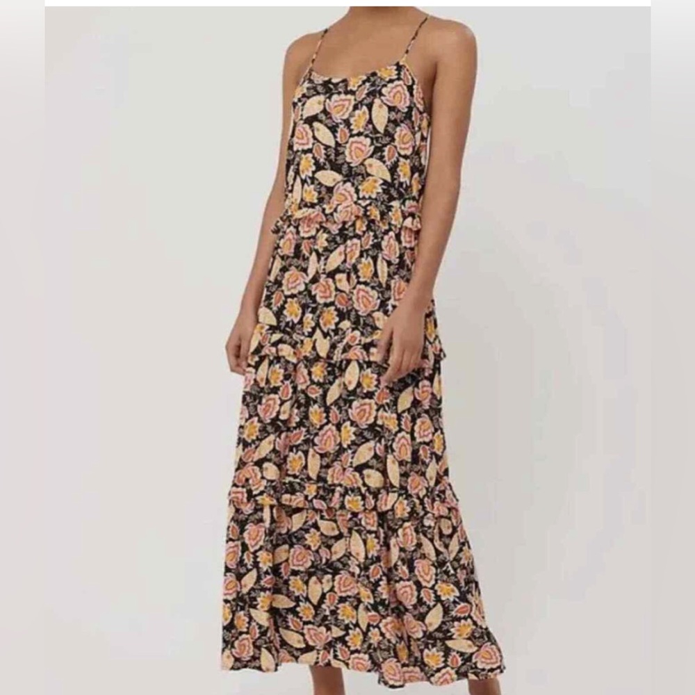 Loft Beach Floral Ruffle Tiered Maxi Dress Coverup Size XL